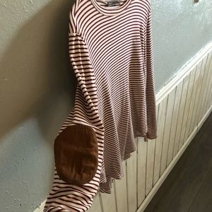 Maroon stripped shirt with elbow patches